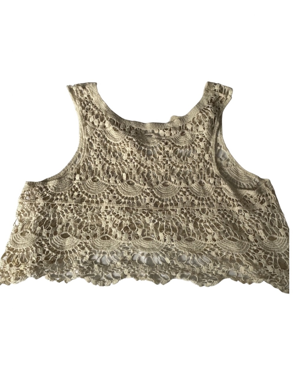 Lacy Cropped Coverup Tank Top. - Picture 3 of 6